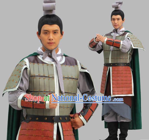 Chinese Qin Dynasty Soldier Armor Set TV Series Warrior Clothing Ancient General Garment Costume