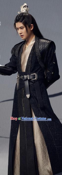 Chinese TV Series The Blue Whisper Chang Yi Garment Costumes Swordsman Black Apparels Ancient Young Childe Clothing