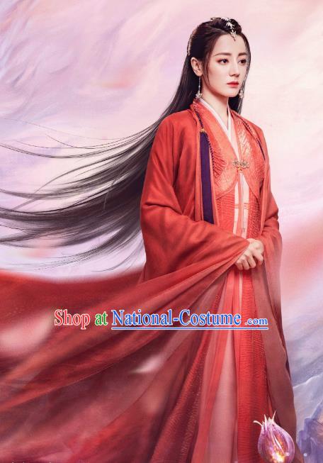 Chinese Ancient Fairy Clothing TV Series The Blue Whisper Ji Yun He Garment Costumes Swordswoman Red Dress