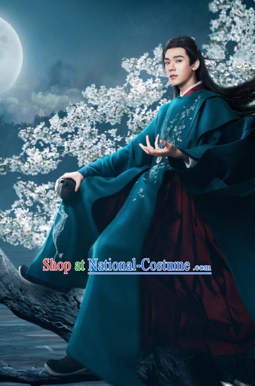 Chinese Traditional Wu Xia Young Hero Hanfu Clothing Drama Series Word Of Honor Wen Kexing Blue Garments Ancient Swordsman Costumes