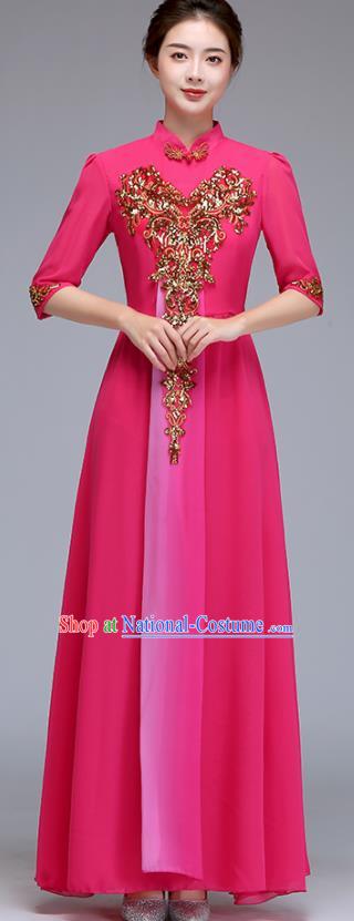 Chinese Chorus Group Clothing Professional Compere Mengenta Full Dress Women Stage Performance Garment Costume