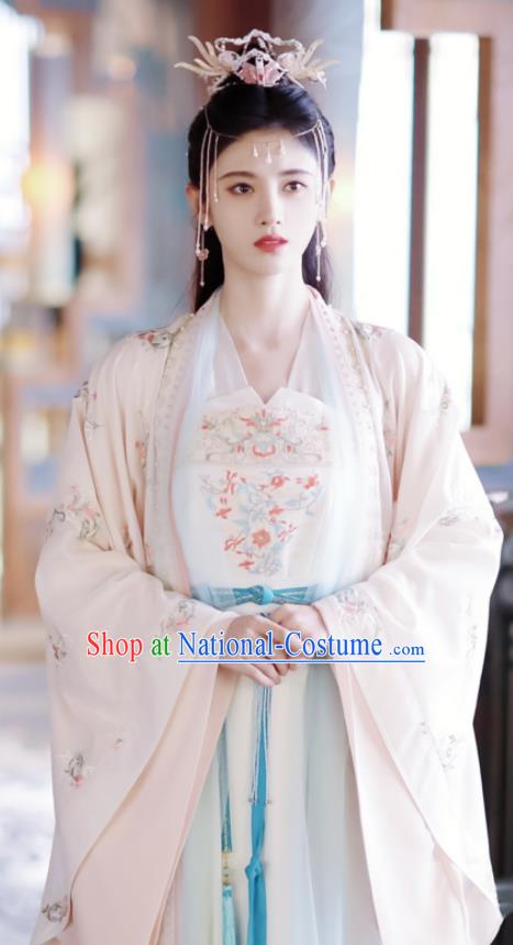 Chinese Ancient Court Lady Pink Dress and Headdress Romance Series Rebirth For You Replica Costumes Princess Jia Nan Clothing