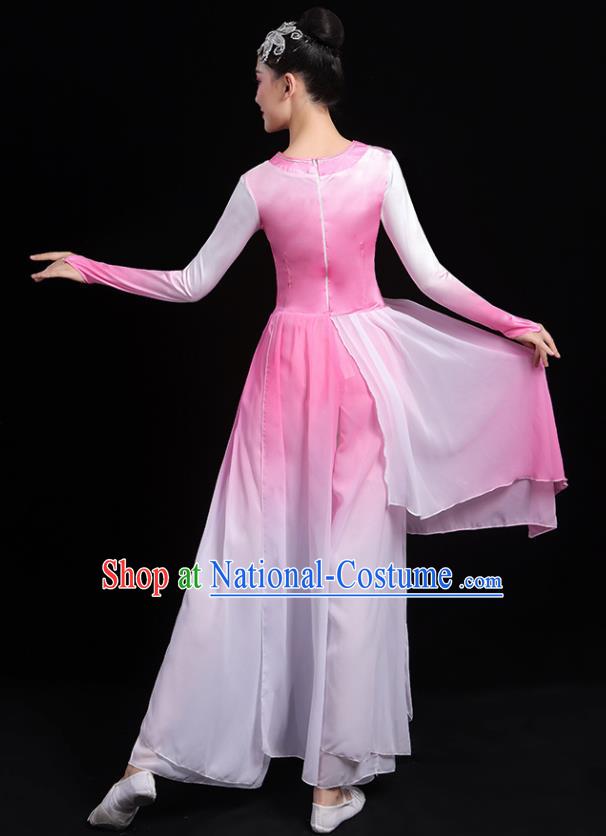 China Classical Dance Clothing Fan Dance Costume Umbrella Dance Pink Dress Outfits