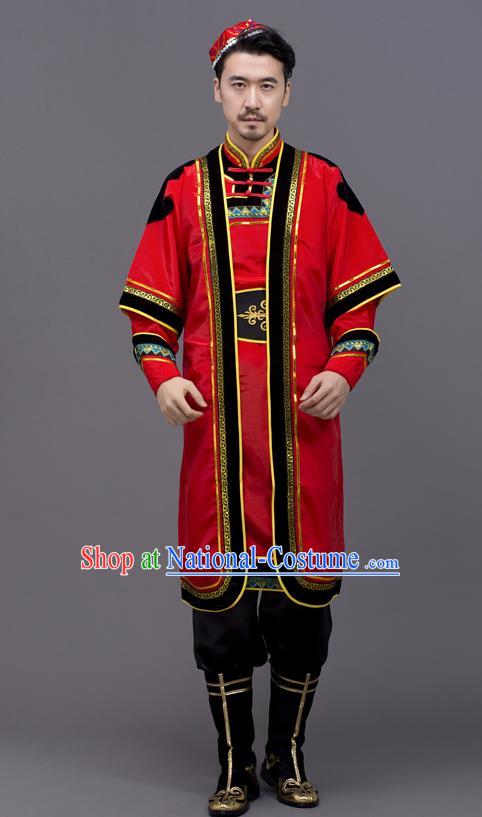 Chinese Ethnic Festival Clothing Uyghur Minority Folk Dance Costume Xinjiang Nationality Red Outfit