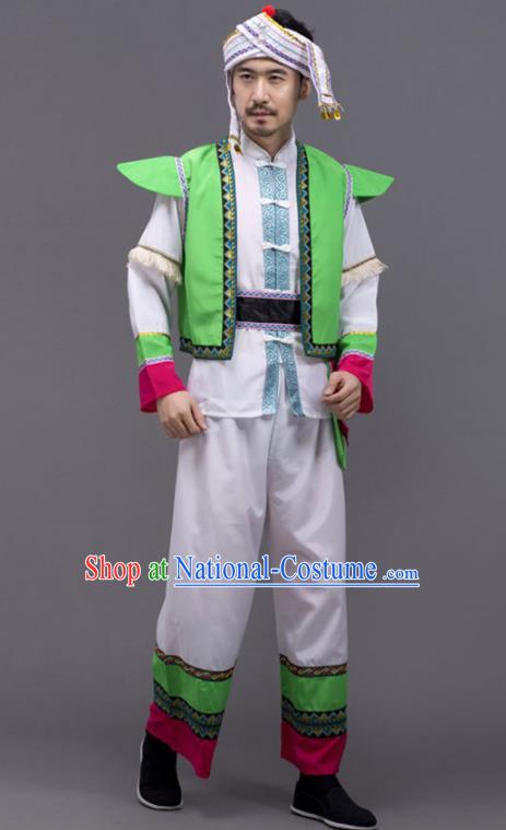 Chinese Bai Minority Folk Dance Costume Yunnan Nationality Outfit Ethnic Male Festival Clothing