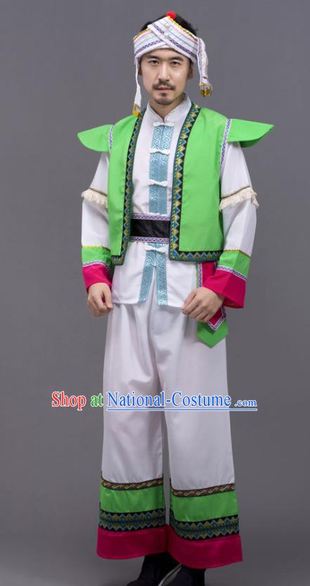 Chinese Bai Minority Folk Dance Costume Yunnan Nationality Outfit Ethnic Male Festival Clothing