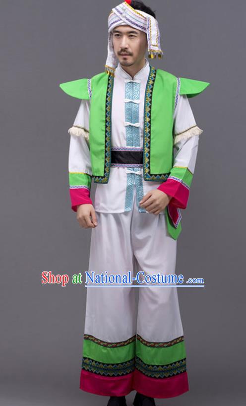 Chinese Bai Minority Folk Dance Costume Yunnan Nationality Outfit Ethnic Male Festival Clothing