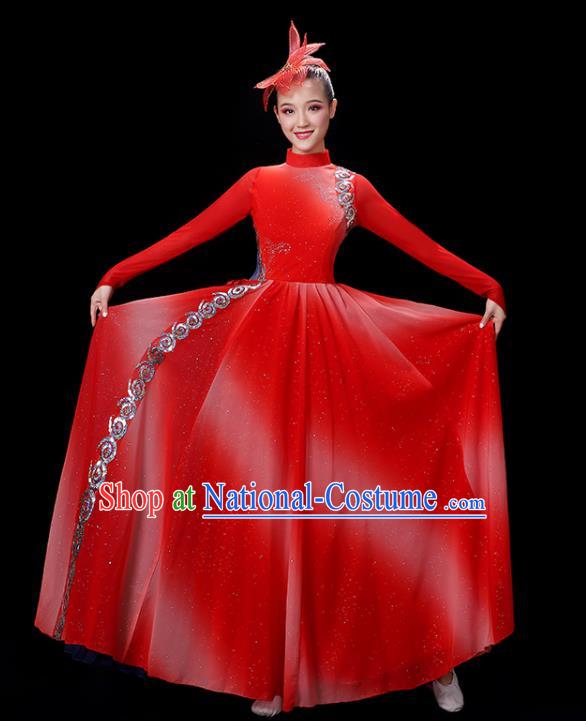 Professional Opening Dance Red Dress Modern Dance Garment Costume Stage Performance Clothing