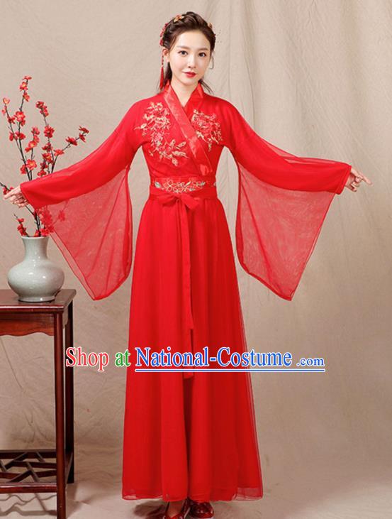 China Classical Dance Clothing Ancient Hanfu Fairy Dance Costume Umbrella Dance Red Dress