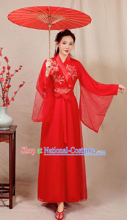 China Classical Dance Clothing Ancient Hanfu Fairy Dance Costume Umbrella Dance Red Dress