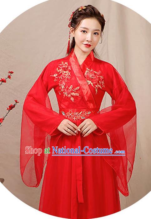 China Classical Dance Clothing Ancient Hanfu Fairy Dance Costume Umbrella Dance Red Dress