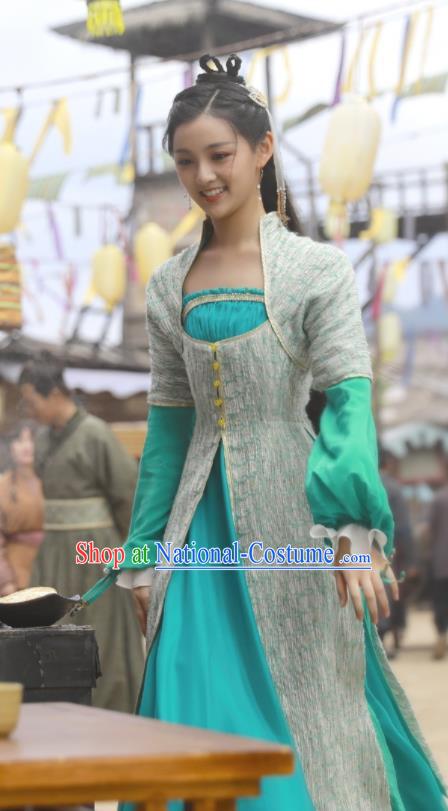 Chinese Traditional Noble Lady Blue Dress Garments Romance Series Rebirth For You Li Dongzhi Replica Costumes Ancient Princess Clothing