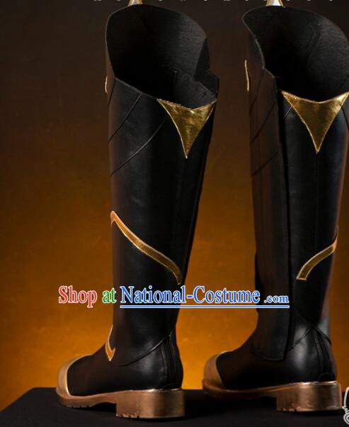 Chinese Cosplay Boots Handmade Swordsman Shoes Black Boots