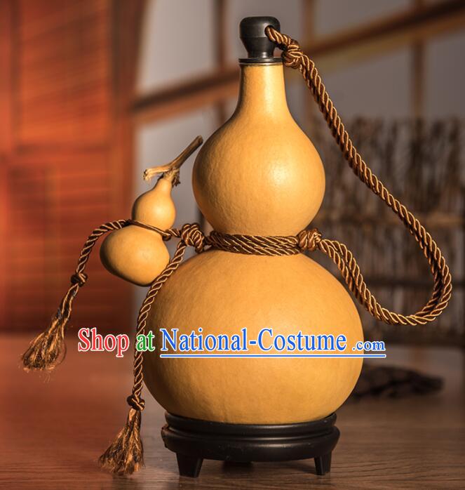 Chinese Buddha Jih Wine Flagon Retro Water Bottle Handmade Gourd Bottle