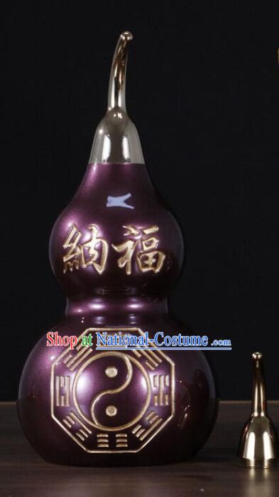 Chinese Handmade Purple Gourd Bottle Brass Craft Lucky Wine Flagon Copper Water Bottle