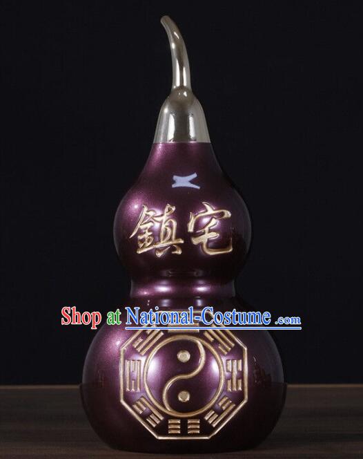 Chinese Handmade Purple Gourd Bottle Brass Craft Lucky Wine Flagon Copper Water Bottle