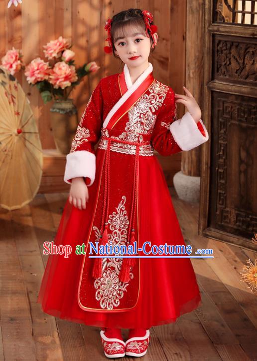 Chinese Traditional New Year Dancewear Children Fan Dance Clothing Folk Dance Garment Costume Yangko Dance Red Dress Uniform