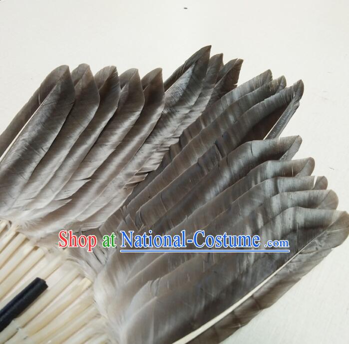 Traditional Handmade Chinese Feather Fans Zhuge Liang Fan Eight Trigrams Fan for Men