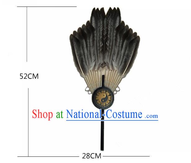 Traditional Handmade Chinese Feather Fans Zhuge Liang Fan Eight Trigrams Fan for Men