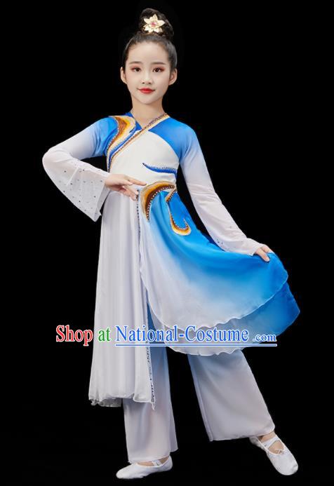 Chinese Group Dance Blue Uniform Opening Dance Clothing Children Dance Dress Stage Performance Garment Costumes