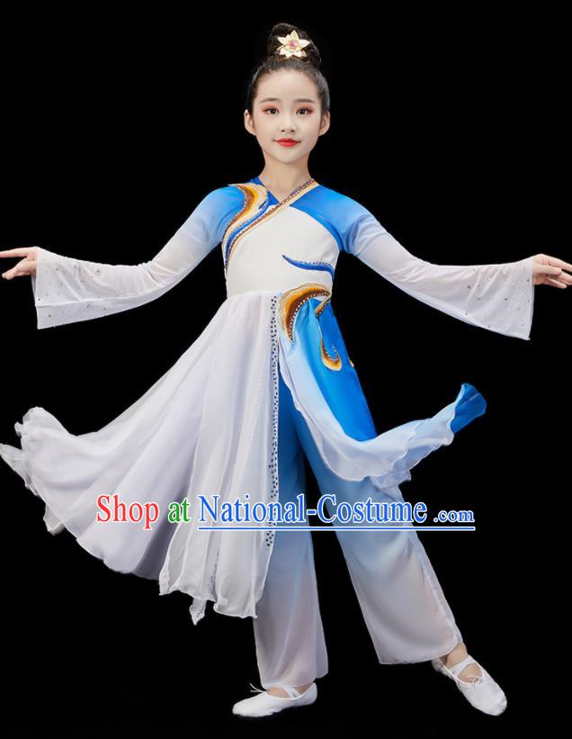 Chinese Group Dance Blue Uniform Opening Dance Clothing Children Dance Dress Stage Performance Garment Costumes