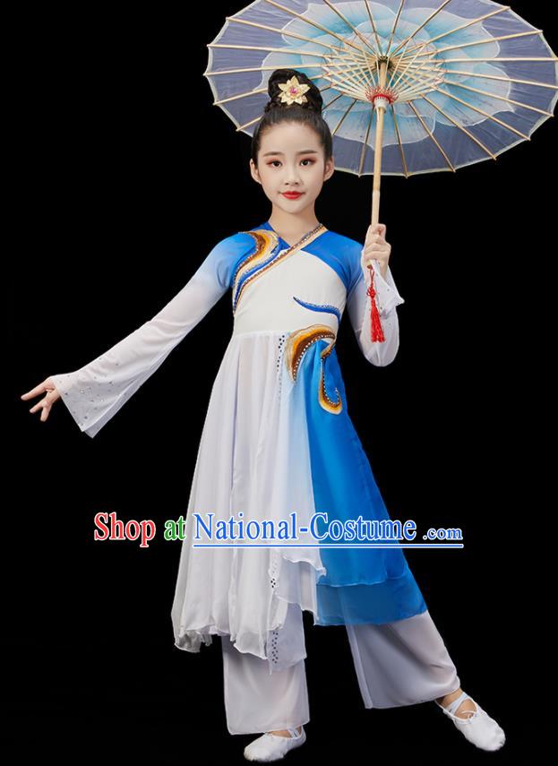 Chinese Group Dance Blue Uniform Opening Dance Clothing Children Dance Dress Stage Performance Garment Costumes