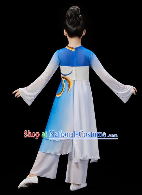 Chinese Group Dance Blue Uniform Opening Dance Clothing Children Dance Dress Stage Performance Garment Costumes