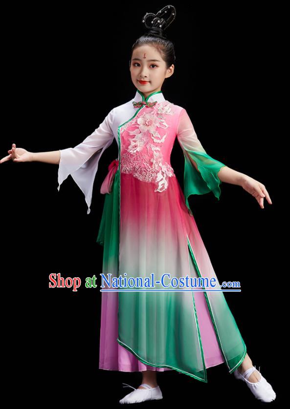 Chinese Umbrella Dance Costume Stage Performance Dress Fan Dance Garment Children Group Dance Clothing