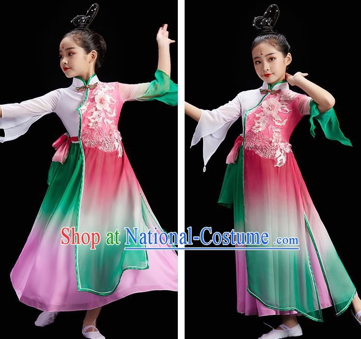 Chinese Umbrella Dance Costume Stage Performance Dress Fan Dance Garment Children Group Dance Clothing