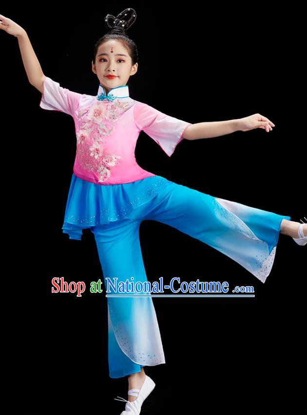 Chinese Children Group Dance Clothing Folk Dance Costume Stage Performance Garment Fan Dance Uniform