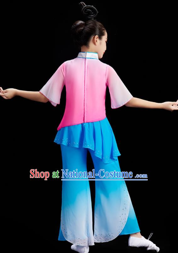 Chinese Children Group Dance Clothing Folk Dance Costume Stage Performance Garment Fan Dance Uniform