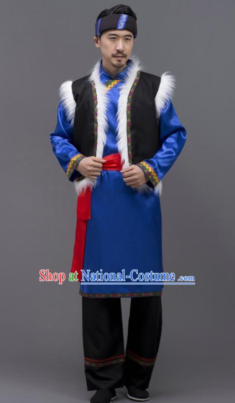 Chinese Yi Nationality Male Outfits Ethnic Costumes Yunnan Minority Folk Dance Clothing