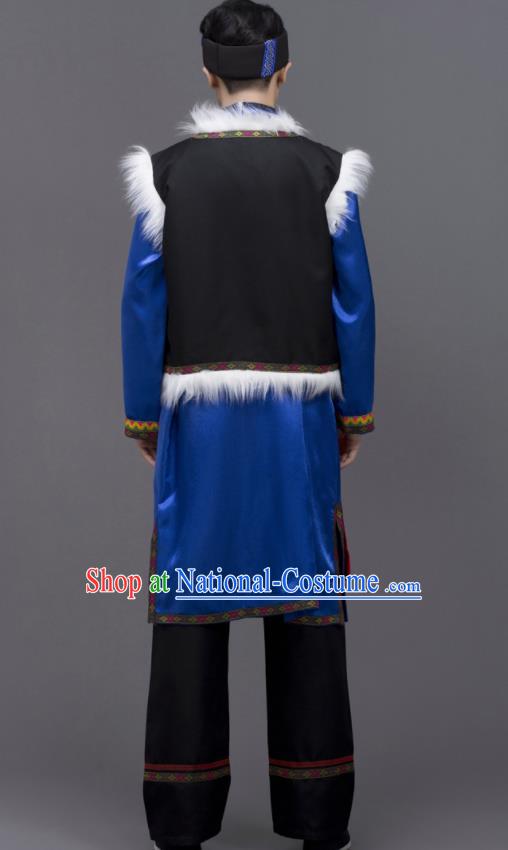 Chinese Yi Nationality Male Outfits Ethnic Costumes Yunnan Minority Folk Dance Clothing