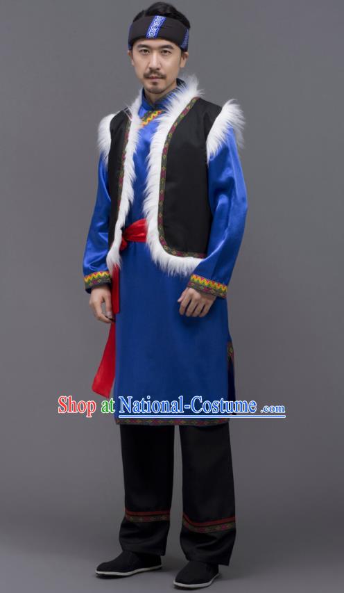 Chinese Yi Nationality Male Outfits Ethnic Costumes Yunnan Minority Folk Dance Clothing