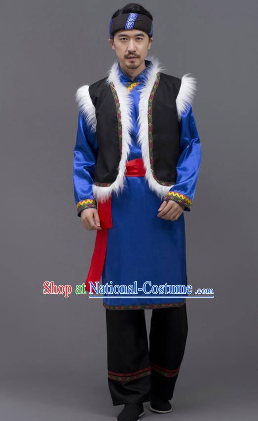 Chinese Yi Nationality Male Outfits Ethnic Costumes Yunnan Minority Folk Dance Clothing