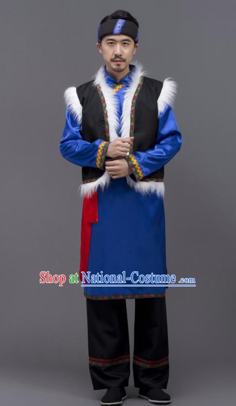 Chinese Yi Nationality Male Outfits Ethnic Costumes Yunnan Minority Folk Dance Clothing