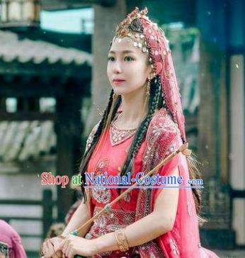 Chinese Ancient Princess Clothing Traditional Ethnic Lady Red Dress Garments Wuxia TV Series The Wolf Bao Na Costumes