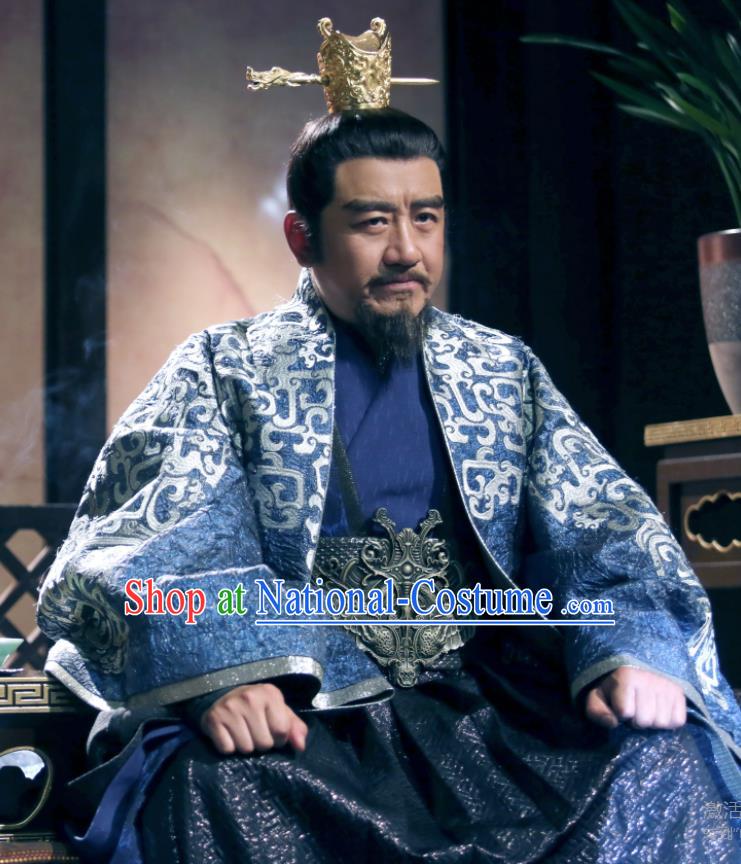 Chinese Wuxia TV Series The Wolf King of Shang Costumes Ancient Emperor Clothing Traditional Royal Monarch Garments and Headpieces