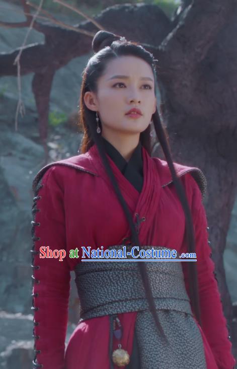 Chinese TV Series The Wolf Ma Zhaixing Costumes Ancient Female General Clothing Traditional Swordswoman Red Dress Garments