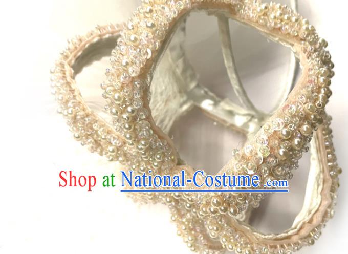 Handmade Party Children Headwear Baroque Style Royal Crown Top Halloween Pearls Veil Headdress