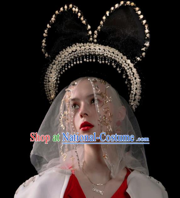 Top Baroque Top Hat Handmade Pearls Headdress Party Goddess Royal Crown Headwear