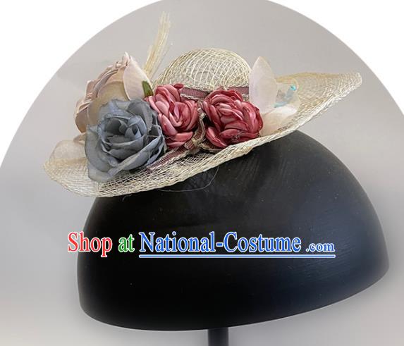 Handmade Flowers Headwear Children Performance Headdress Handmade Straw Hat