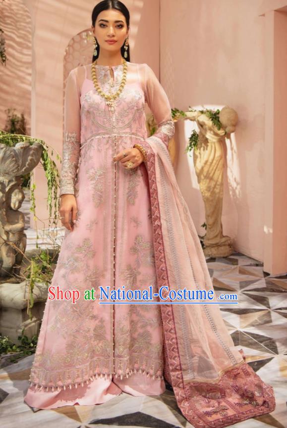 Top Embroidered Pink Outfit Costumes India Bride Clothing Traditional Lengha Garment Indian Wedding Dress