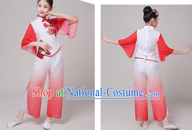 China Folk Dance Dress Children Stage Performance Clothing Yangko Dance Red Uniform Fan Dance Garment Costume