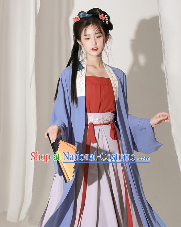 Chinese Traditional Hanfu Clothing Ancient Young Beauty Dress Song Dynasty Beizi Costumes