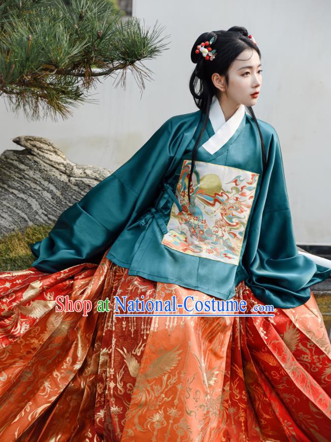 Chinese Ming Dynasty Beauty Costumes Traditional Hanfu Mamian Skirt Clothing Ancient Princess Dress