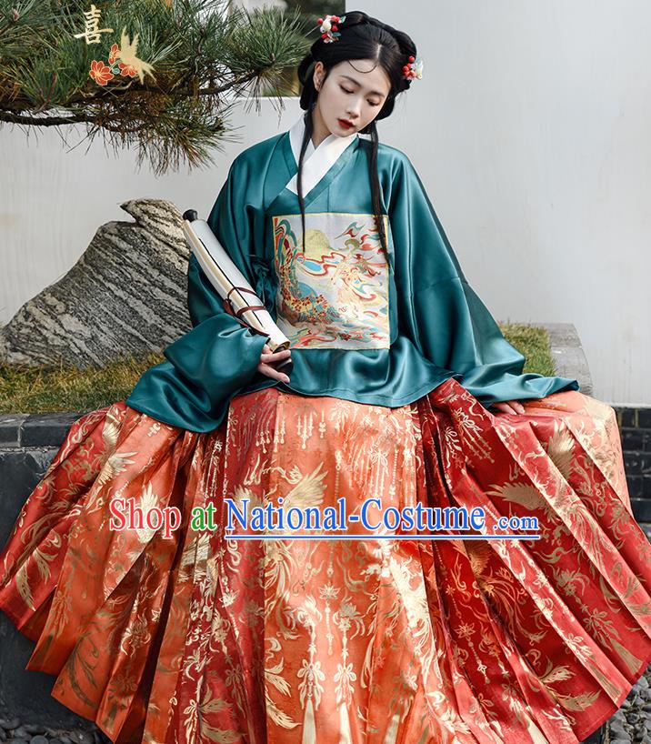 Chinese Ming Dynasty Beauty Costumes Traditional Hanfu Mamian Skirt Clothing Ancient Princess Dress