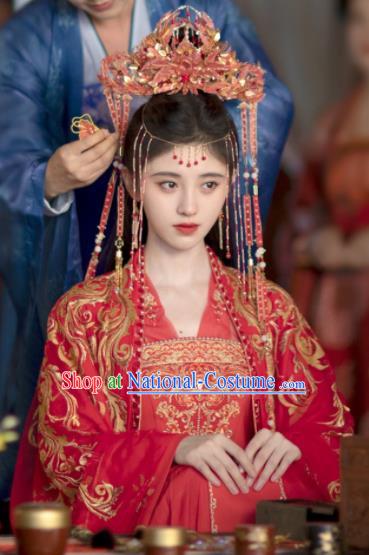 Chinese Romance Series Rebirth For You Jiang Baoning Replica Costumes Ancient Princess Red Clothing Traditional Wedding Dress Garments