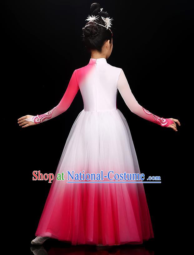 Chinese Opening Dance Garment Costume Classical Dance Megenta Dress Traditional Dancewear Children Modern Dance Clothing