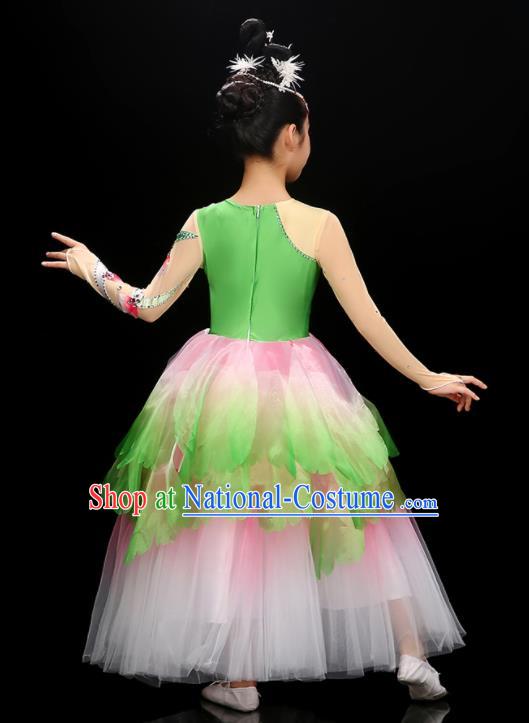 Chinese Children Flowers Dance Clothing Opening Dance Garment Costume Chorus Singing Dress Classical Dancewear